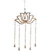 imageDeco 79 Eclectic Mango Wood Lotus Windchime with Bells 15quotL x 30quotH GoldLARGE SIZE