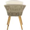 imageDeco 79 Fabric Outdoor Dining Chair Woven Rope Indoor with Cream Polyester Cushion and Tapered Wood Legs set of 2 26quot x 24quot x 31quot Gray