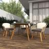 imageDeco 79 Fabric Outdoor Dining Chair Woven Rope Indoor with Cream Polyester Cushion and Tapered Wood Legs set of 2 26quot x 24quot x 31quot Gray