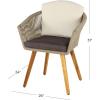 imageDeco 79 Fabric Outdoor Dining Chair Woven Rope Indoor with Cream Polyester Cushion and Tapered Wood Legs set of 2 26quot x 24quot x 31quot Gray