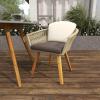imageDeco 79 Fabric Outdoor Dining Chair Woven Rope Indoor with Cream Polyester Cushion and Tapered Wood Legs set of 2 26quot x 24quot x 31quot Gray
