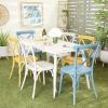 imageDeco 79 Farmhouse Aluminum Outdoor Dining WeatherResistant Table Lawn Backyard Garden White