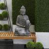 imageDeco 79 Magnesium Oxide Buddha Decorative Garden Sculpture Indoor Outdoor Meditating Garden Statue Outdoor Sculpture 19quot x 15quot x 36quot SilverDark Brown
