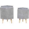 imageDeco 79 Magnesium Oxide Indoor Outdoor Large Pot with Wood Legs Set of 2 Planters 16quot 13quotH WhiteDark Gray