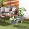 imageDeco 79 Magnesium Oxide Indoor Outdoor Large Pot with Wood Legs Set of 2 Planters 16quot 13quotH WhiteDark Gray