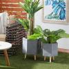 imageDeco 79 Magnesium Oxide Indoor Outdoor Large Pot with Wood Legs Set of 2 Planters 16quot 13quotH WhiteDark Gray
