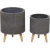 imageDeco 79 Magnesium Oxide Indoor Outdoor Large Pot with Wood Legs Set of 2 Planters 16quot 13quotH WhiteDark Gray