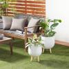 imageDeco 79 Magnesium Oxide Indoor Outdoor Large Pot with Wood Legs Set of 2 Planters 16quot 13quotH WhiteGray