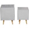 imageDeco 79 Magnesium Oxide Indoor Outdoor Large Pot with Wood Legs Set of 2 Planters 16quot 13quotH WhiteGray