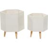 imageDeco 79 Magnesium Oxide Indoor Outdoor Large Pot with Wood Legs Set of 2 Planters 16quot 13quotH WhiteWhite