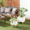 imageDeco 79 Magnesium Oxide Indoor Outdoor Large Pot with Wood Legs Set of 2 Planters 16quot 13quotH WhiteWhite