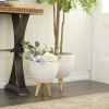 imageDeco 79 Magnesium Oxide Indoor Outdoor Large Pot with Wood Legs Set of 2 Planters 16quot 13quotH WhiteWhite