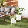 imageDeco 79 Magnesium Oxide Indoor Outdoor Large Pot with Wood Legs Set of 2 Planters 16quot 13quotH WhiteWhite