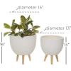 imageDeco 79 Magnesium Oxide Indoor Outdoor Large Pot with Wood Legs Set of 2 Planters 16quot 13quotH WhiteWhite