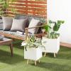 imageDeco 79 Magnesium Oxide Indoor Outdoor Large Pot with Wood Legs Set of 2 Planters 16quot 13quotH WhiteWhite