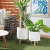 imageDeco 79 Magnesium Oxide Indoor Outdoor Large Pot with Wood Legs Set of 2 Planters 16quot 13quotH WhiteWhite