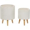 imageDeco 79 Magnesium Oxide Indoor Outdoor Large Pot with Wood Legs Set of 2 Planters 16quot 13quotH WhiteWhite