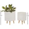imageDeco 79 Magnesium Oxide Indoor Outdoor Large Pot with Wood Legs Set of 2 Planters 16quot 13quotH WhiteWhite