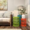 imageDeco 79 Metal Accent Indoor Outdoor Nesting End Carved Trellis Design Set of 3 Side Table 22quot 18quot 15quotH Multi ColoredMulti Colored
