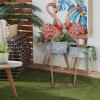 imageDeco 79 Metal Crane Decorative Garden Sculpture Indoor Outdoor Garden Statues Set of 2 Outdoor Sculptures 40quot 38quotH GreenPink