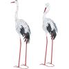 imageDeco 79 Metal Crane Decorative Garden Sculpture Indoor Outdoor Garden Statues Set of 2 Outdoor Sculptures 40quot 38quotH GreenWhite