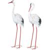 imageDeco 79 Metal Crane Decorative Garden Sculpture Indoor Outdoor Garden Statues Set of 2 Outdoor Sculptures 40quot 38quotH GreenWhite