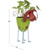 imageDeco 79 Metal Dog Indoor Outdoor Planter  Large Pot With Floral Pattern 19quot x 8quot x 18quot Green
