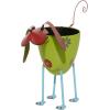 imageDeco 79 Metal Dog Indoor Outdoor Planter  Large Pot With Floral Pattern 19quot x 8quot x 18quot Green