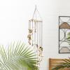 imageDeco 79 Metal Elephant Windchime with Beads and Cone Bells 7quot x 7quot x 36quot Brass