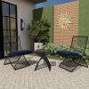 imageDeco 79 Metal Folding Outdoor Seating Set with Cushions Set of 3 21quotW 34quotH Black