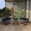 imageDeco 79 Metal Folding Outdoor Seating Set with Cushions Set of 3 21quotW 34quotH Black