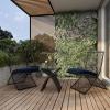 imageDeco 79 Metal Folding Outdoor Seating Set with Cushions Set of 3 21quotW 34quotH Black