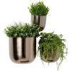 imageDeco 79 Metal Indoor Outdoor Planter Large Planter Pot with Removable Gold Stand Set of 2 Planters 16quot 13quotH WhiteBlack