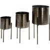 imageDeco 79 Metal Indoor Outdoor Planter Large Planter Pot with Removable Gold Stand Set of 2 Planters 16quot 13quotH WhiteBlack
