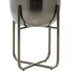 imageDeco 79 Metal Indoor Outdoor Planter Large Planter Pot with Removable Gold Stand Set of 2 Planters 16quot 13quotH WhiteBlack