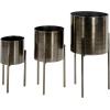 imageDeco 79 Metal Indoor Outdoor Planter Large Planter Pot with Removable Gold Stand Set of 2 Planters 16quot 13quotH WhiteBlack