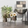 imageDeco 79 Metal Indoor Outdoor Planter Large Planter Pot with Removable Gold Stand Set of 2 Planters 16quot 13quotH WhiteBlack