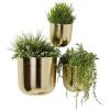 imageDeco 79 Metal Indoor Outdoor Planter Large Planter Pot with Removable Gold Stand Set of 2 Planters 16quot 13quotH WhiteGold
