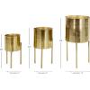 imageDeco 79 Metal Indoor Outdoor Planter Large Planter Pot with Removable Gold Stand Set of 2 Planters 16quot 13quotH WhiteGold