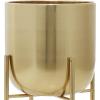 imageDeco 79 Metal Indoor Outdoor Planter Large Planter Pot with Removable Gold Stand Set of 2 Planters 16quot 13quotH WhiteGold