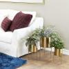 imageDeco 79 Metal Indoor Outdoor Planter Large Planter Pot with Removable Gold Stand Set of 2 Planters 16quot 13quotH WhiteGold