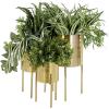 imageDeco 79 Metal Indoor Outdoor Planter Large Planter Pot with Removable Gold Stand Set of 2 Planters 16quot 13quotH WhiteGold