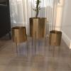 imageDeco 79 Metal Indoor Outdoor Planter Large Planter Pot with Removable Gold Stand Set of 2 Planters 16quot 13quotH WhiteGold