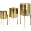 imageDeco 79 Metal Indoor Outdoor Planter Large Planter Pot with Removable Gold Stand Set of 2 Planters 16quot 13quotH WhiteGold