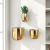 imageDeco 79 Metal Indoor Outdoor Planter Large Planter Pot with Removable Gold Stand Set of 2 Planters 16quot 13quotH WhiteGold