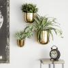 imageDeco 79 Metal Indoor Outdoor Planter Large Planter Pot with Removable Gold Stand Set of 2 Planters 16quot 13quotH WhiteGold