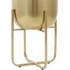 imageDeco 79 Metal Indoor Outdoor Planter Large Planter Pot with Removable Gold Stand Set of 2 Planters 16quot 13quotH WhiteGold