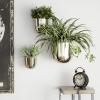 imageDeco 79 Metal Indoor Outdoor Planter Large Planter Pot with Removable Gold Stand Set of 2 Planters 16quot 13quotH WhiteSilver
