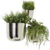 imageDeco 79 Metal Indoor Outdoor Planter Large Planter Pot with Removable Gold Stand Set of 2 Planters 16quot 13quotH WhiteSilver