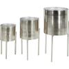 imageDeco 79 Metal Indoor Outdoor Planter Large Planter Pot with Removable Gold Stand Set of 2 Planters 16quot 13quotH WhiteSilver